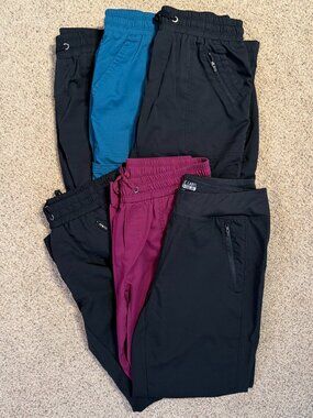 Healing Hands Purple Label Yoga Scrub Pants Lot 6 Pairs Size Medium Black Teal